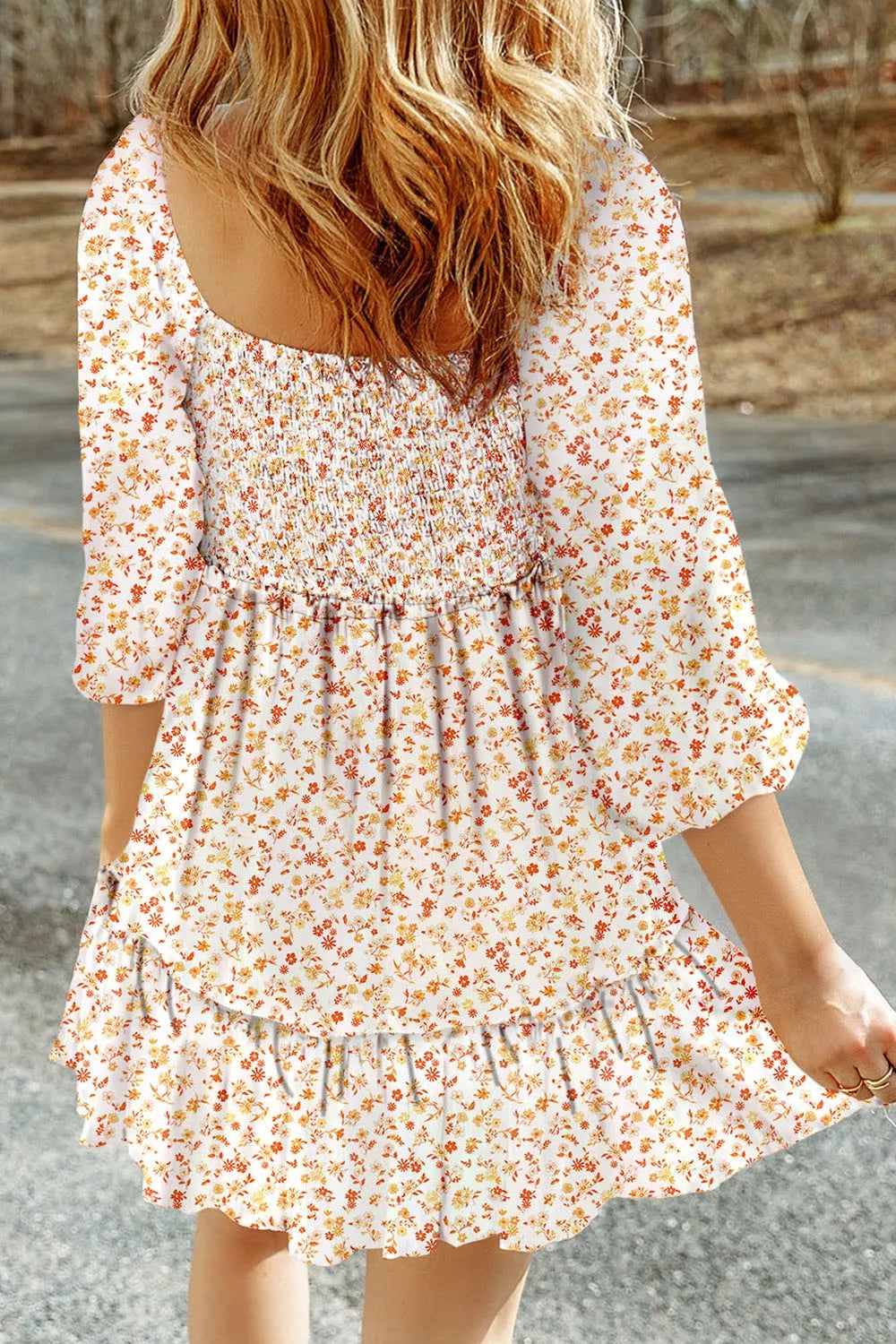 Hazel Blues® |  Floral Print Smocked Mini Dress