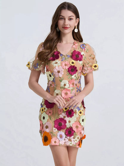 Hazel Blues® |  Floral Puff Sleeve Mini Dress