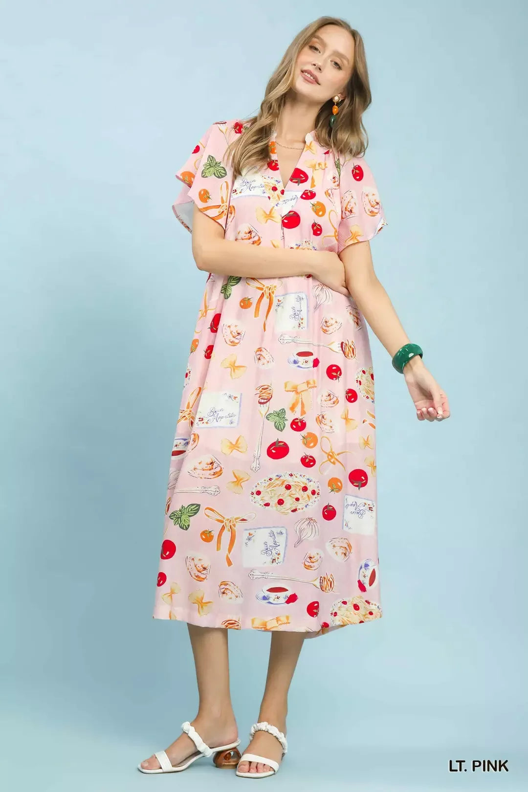 Hazel Blues® |  Umgee Abstract Print Flutter Sleeve Midi Dress