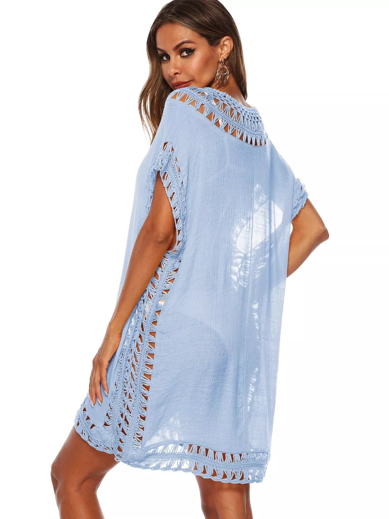 Hazel Blues® | Crochet Trim V-Neck Cover-Up Dress