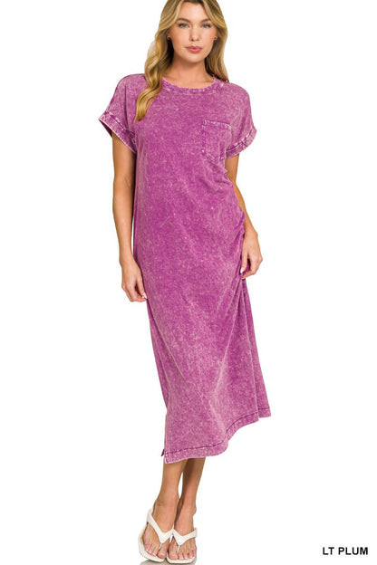 Hazel Blues® |  Zenana Washed Exposed Seam Short Sleeve T-Shirt Dress