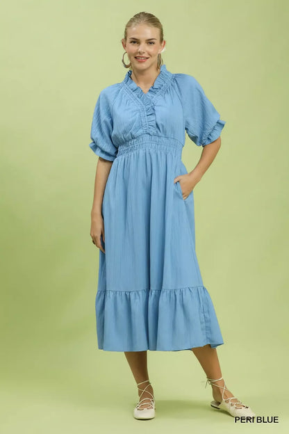 Hazel Blues® |  Umgee Ruffle V-Neck Midi Dress
