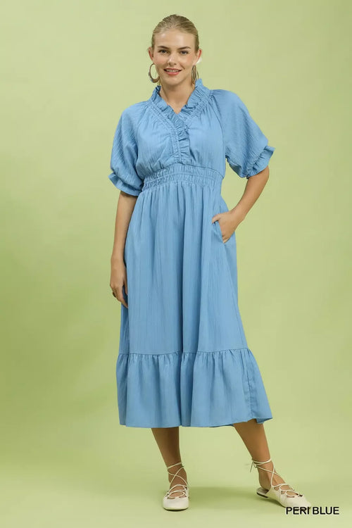 Hazel Blues® |  Umgee Ruffle V-Neck Midi Dress
