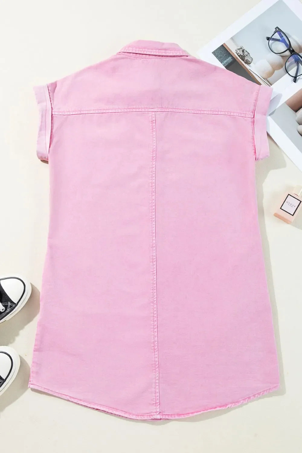 Hazel Blues® |  Button Down Short Sleeve Denim Dress