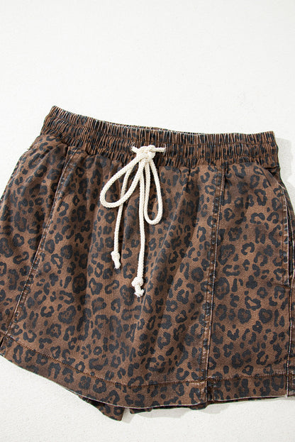 Hazel Blues® |  Wild Side Shorts | Leopard Denim Shorts