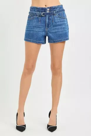 Hazel Blues® |  RISEN Slouchy Denim Shorts with Belt