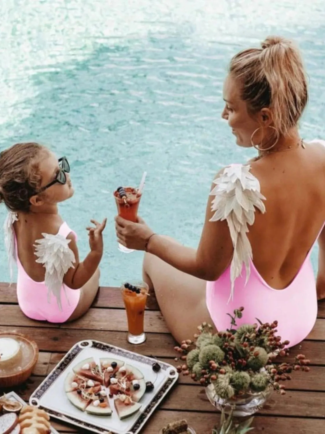 Hazel Blues® | Mommy&Me Backless Wide Strap One Piece Swimwear