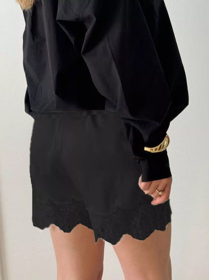 Hazel Blues® |  Lace Trim Elastic Waist Shorts
