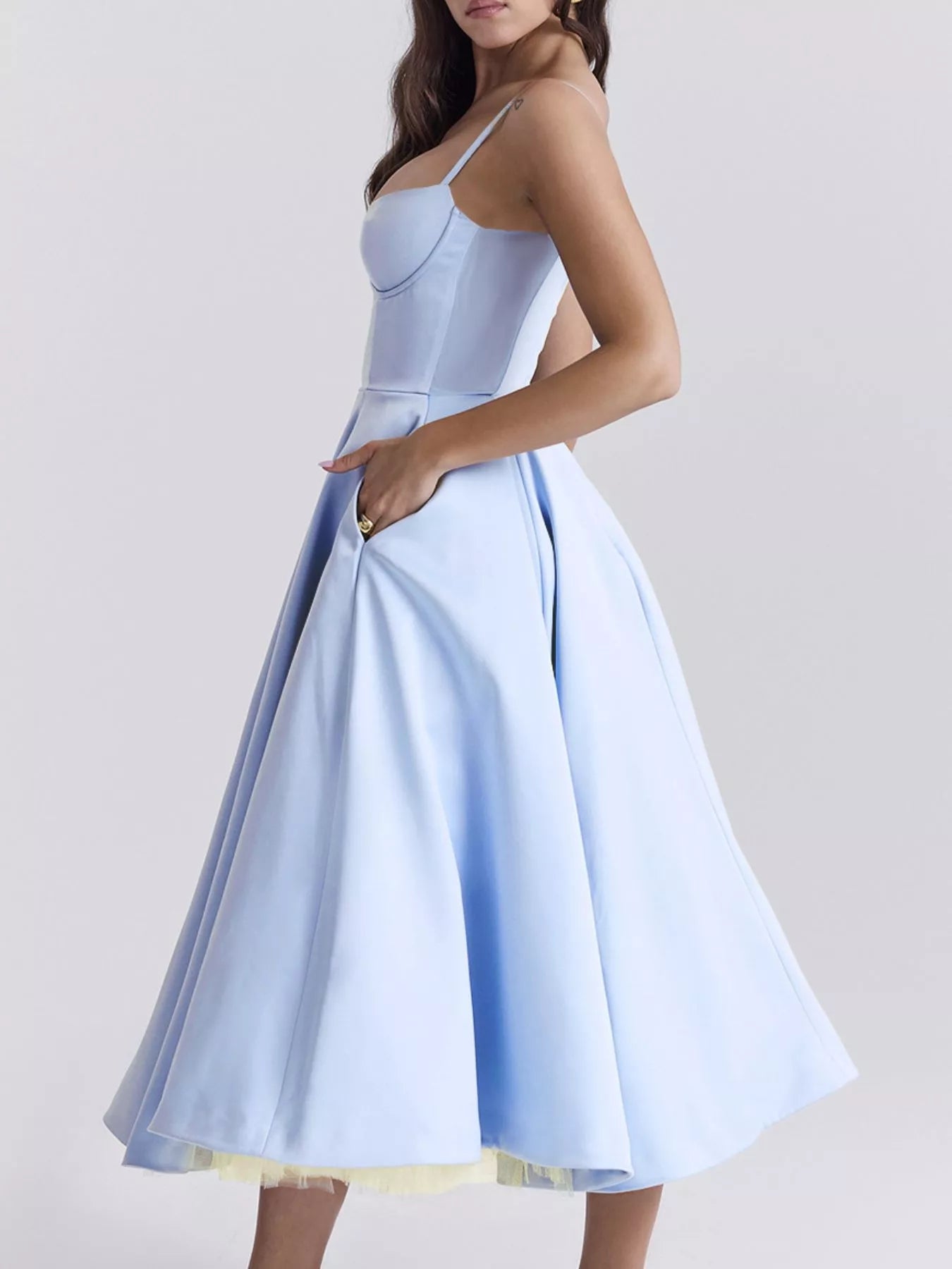 Hazel Blues® |  Sweetheart Neck A-Line Midi Dress