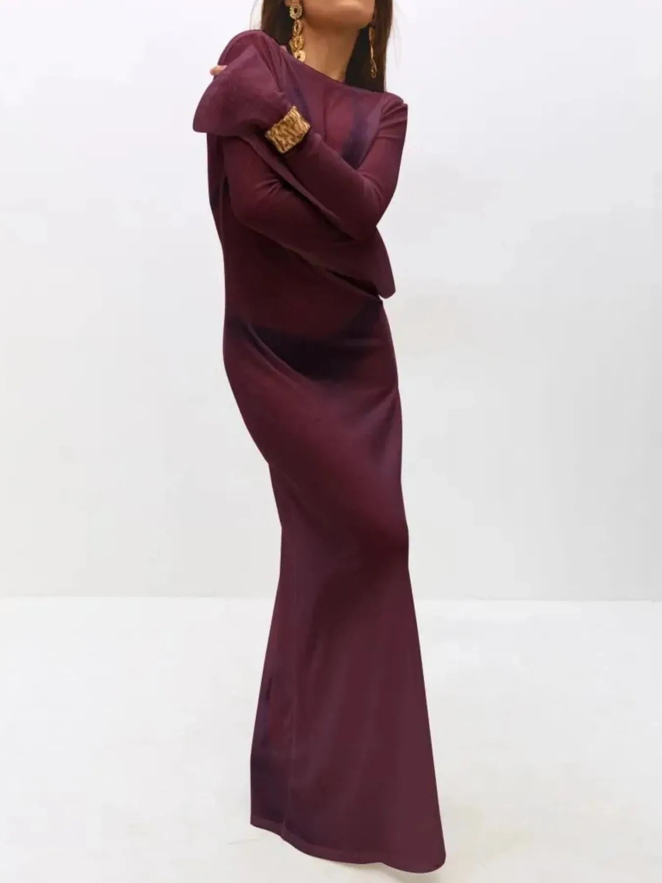 Hazel Blues® | Backless Long Sleeve Maxi Cover-Up