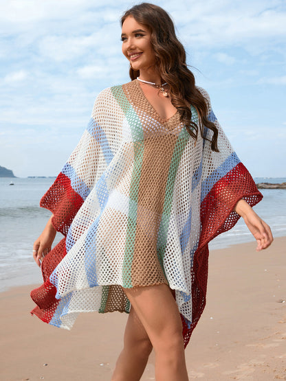 Hazel Blues® | Openwork Color Block Plunge Cover-Up