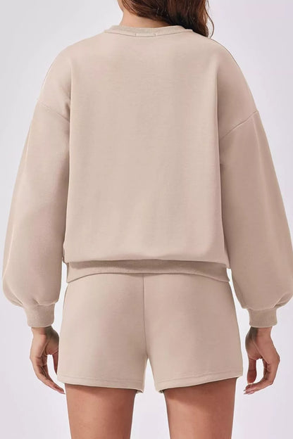 Hazel Blues® |  Round Neck Sweatshirt and Shorts Set