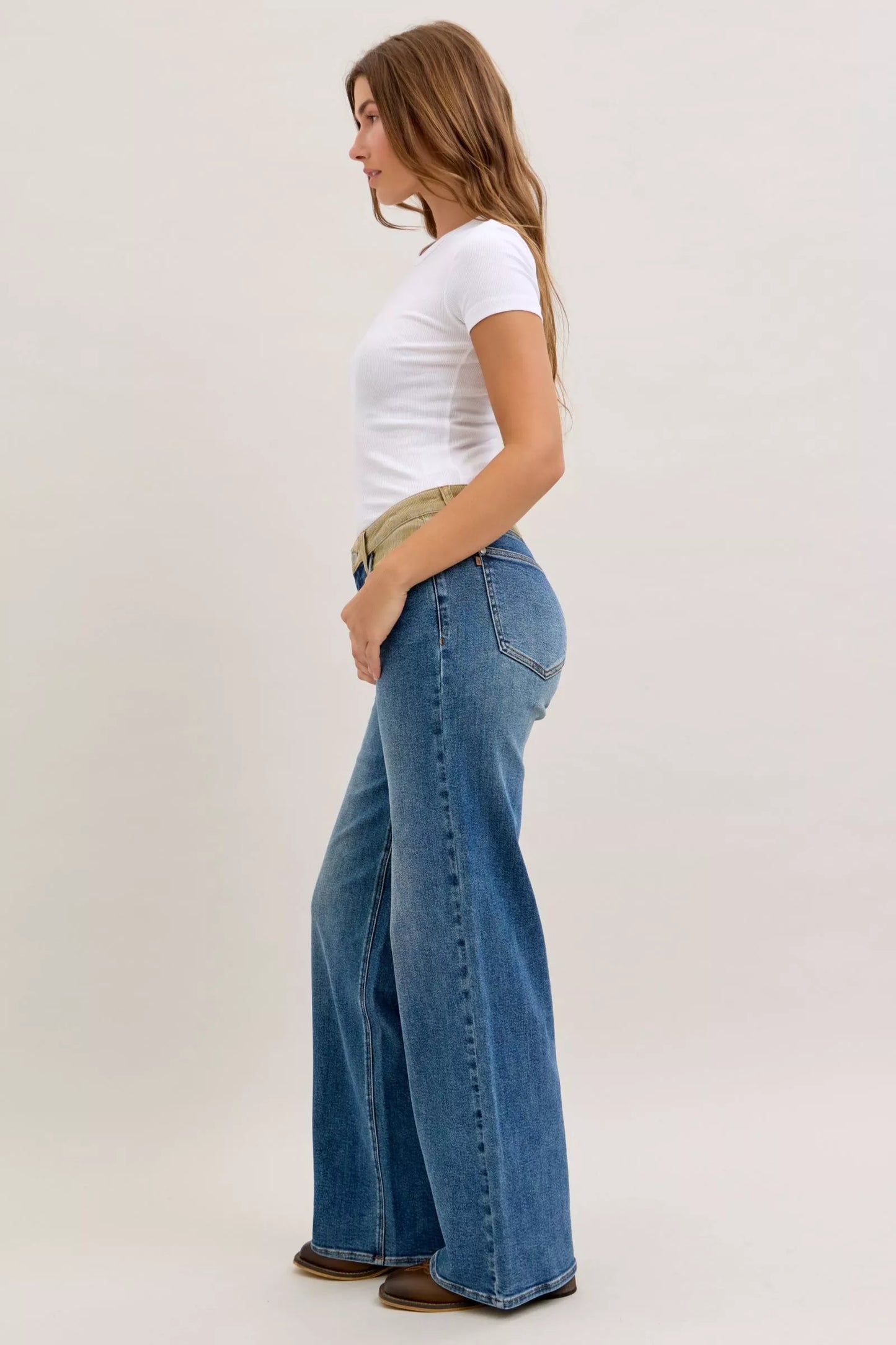 Hazel Blues® |  Judy Blue MR Column Straight Jeans with Corduroy Waist
