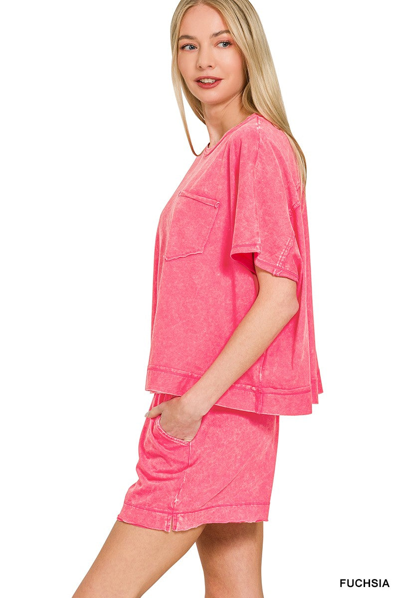 Hazel Blues® |  Zenana Acid Washed Oversized Top & Shorts Set