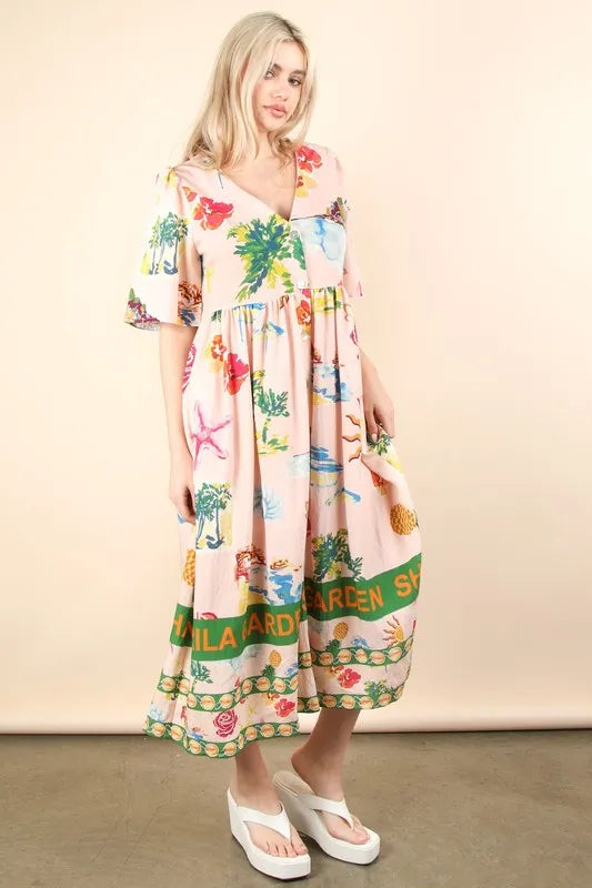 Hazel Blues® |  VERY J Button Down Printed Midi Dress