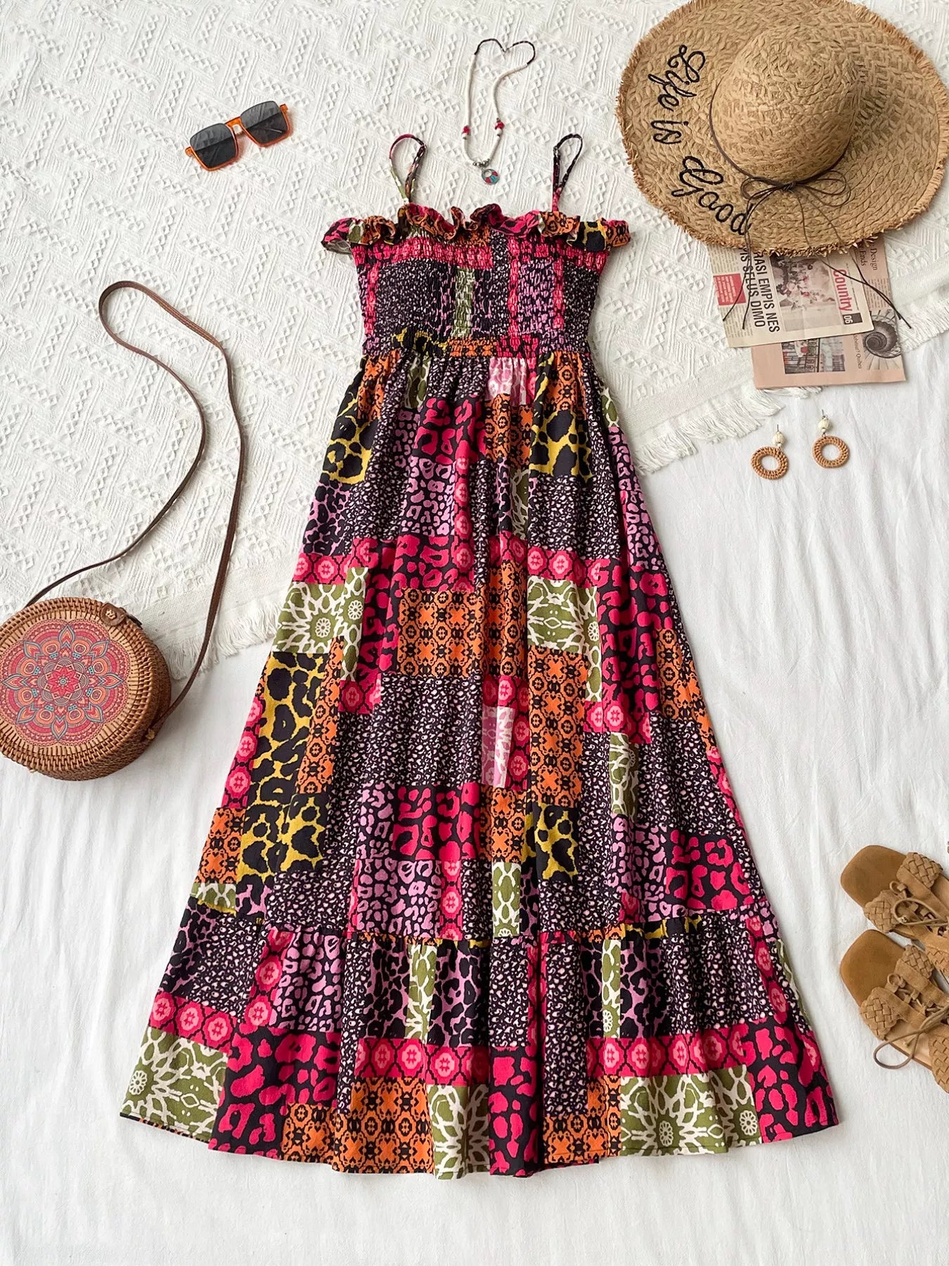 Hazel Blues® |  Smocked Leopard Cami Dress