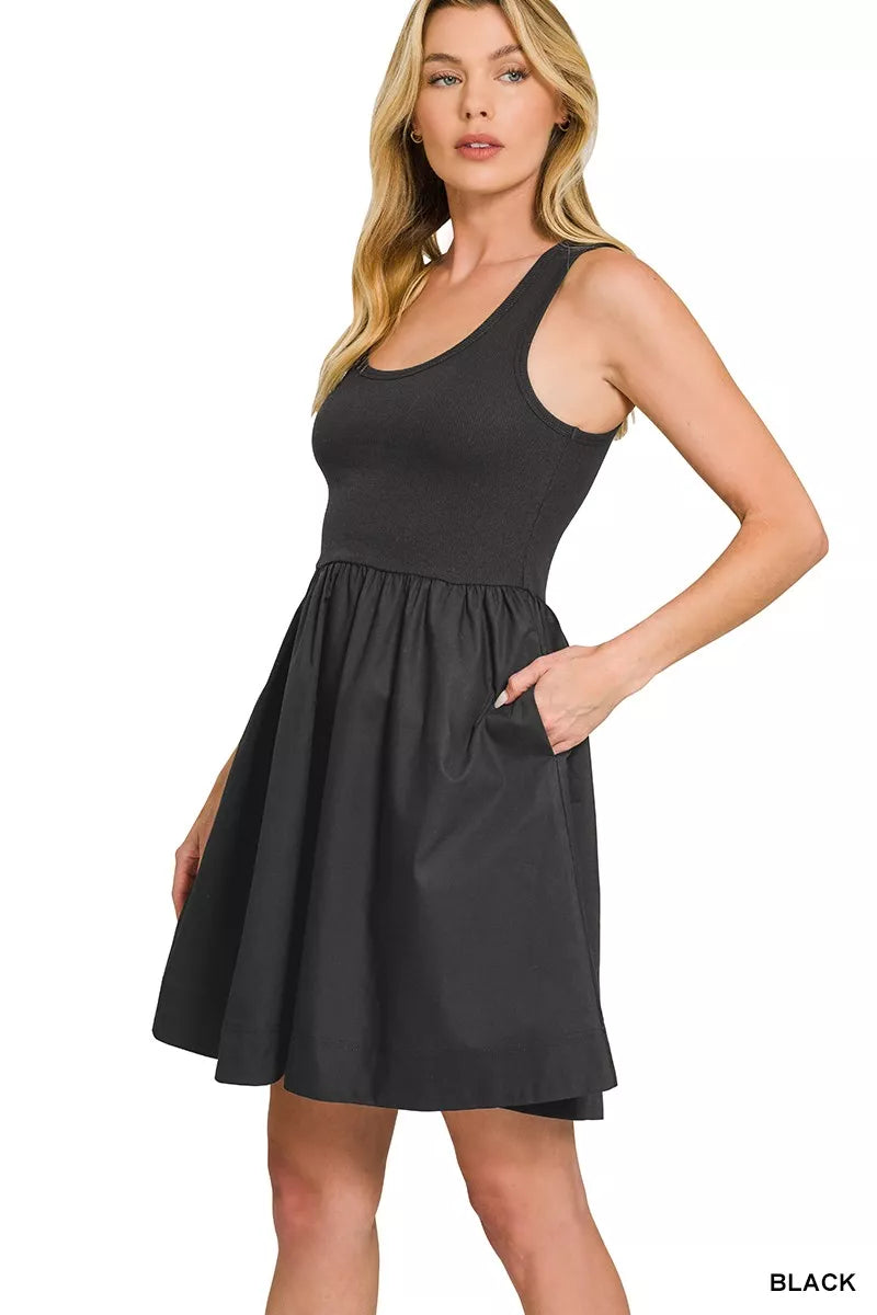 Hazel Blues® |  Zenana Combined Knit & Woven Midi Dress