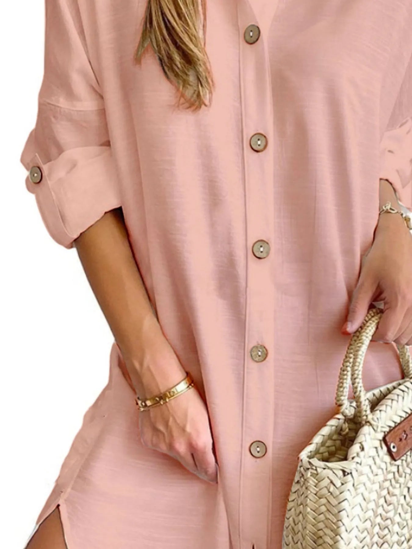 Hazel Blues® |  Button Down Long Sleeve Shirt Dress