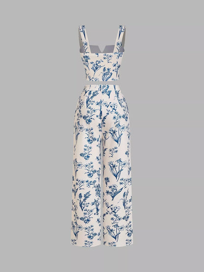 Hazel Blues® |  Floral Print Cami Top & Wide Leg Pants Set