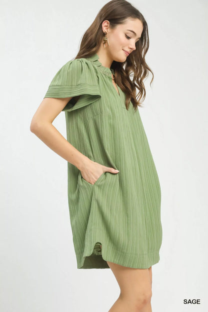 Hazel Blues® |  Umgee Flutter Sleeve V-Neck Shift Dress