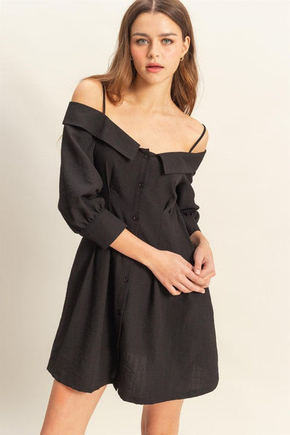 Hazel Blues® |  HYFVE Button Down Spaghetti Strap Mini Dress with Pockets