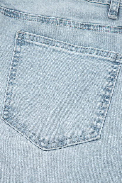 Hazel Blues® |  Beau Blue Frayed Cropped Straight Jeans
