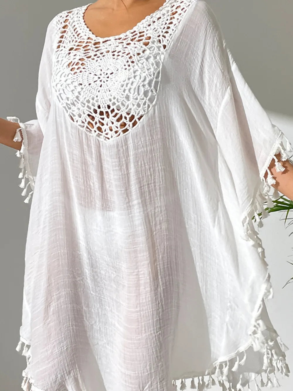 Hazel Blues® | Tassel Cutout Scoop Neck Cover-Up Dress
