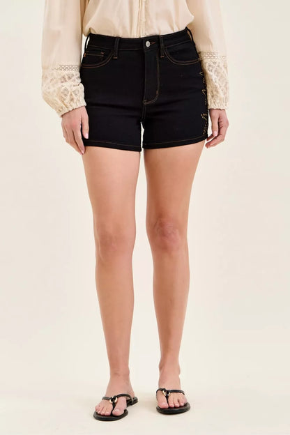 Hazel Blues® |  Judy Blue High Waist Slim Denim Short with Star Studded