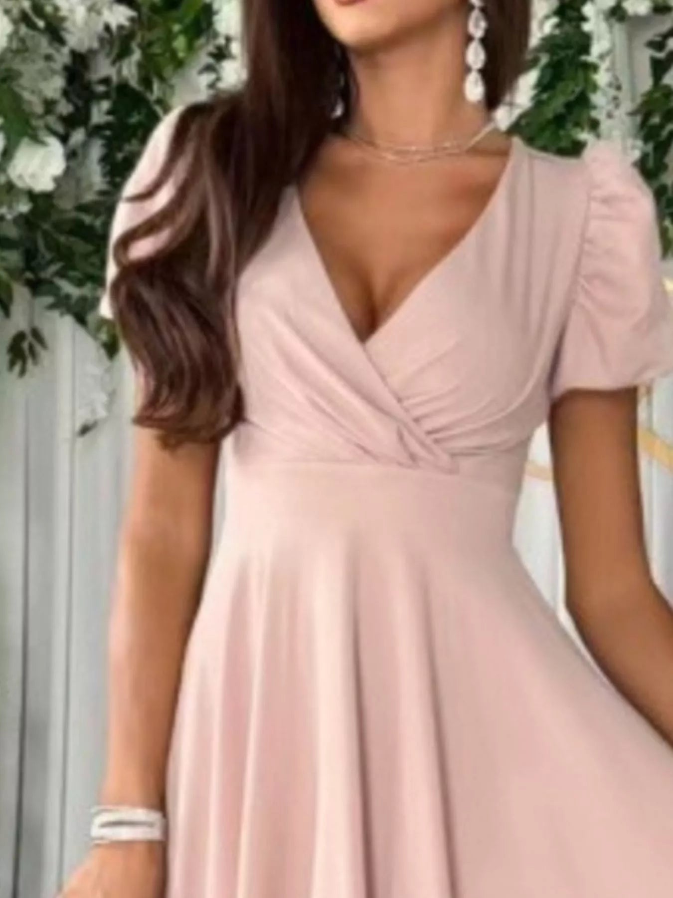 Hazel Blues® |  Surplice Short Sleeve Midi Dress