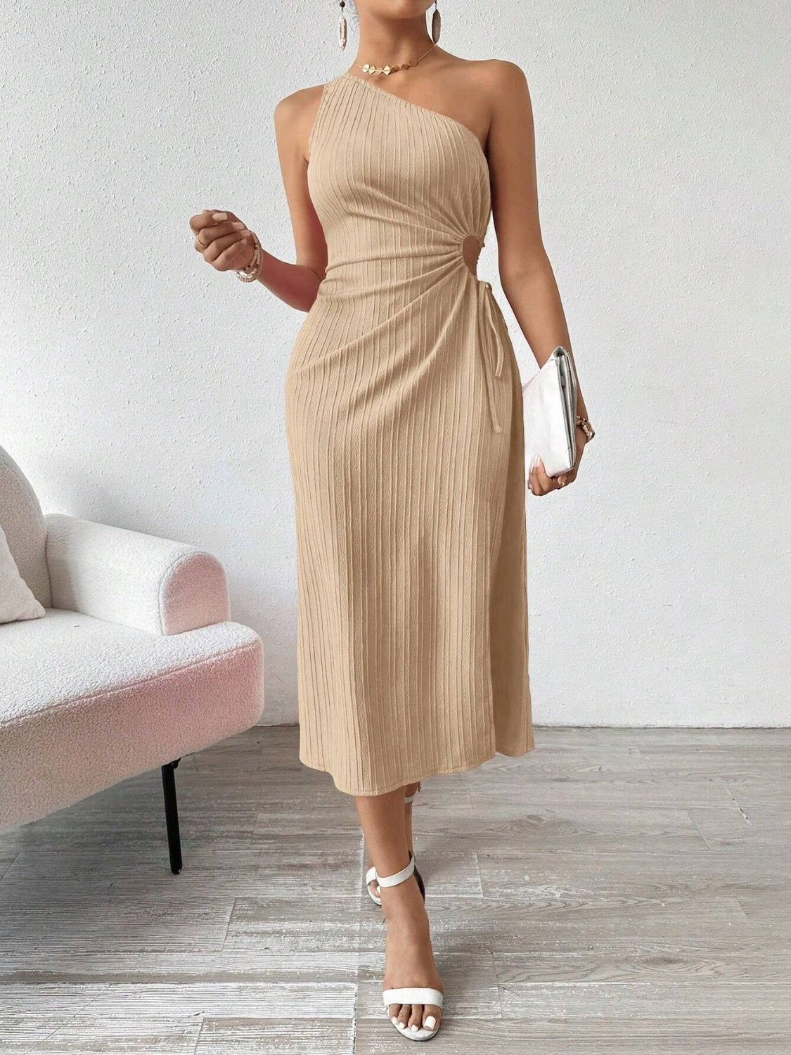 Hazel Blues® |  Side Slit Cutout Single Shoulder Dress