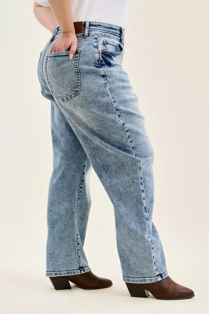 Hazel Blues® | Judy Blue High Waist Marlow Arc Leg Jeans with Double Waistband
