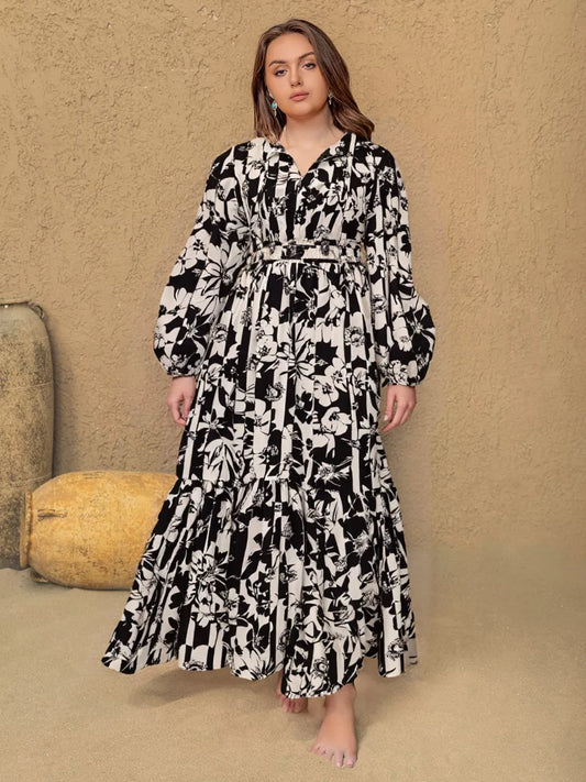 Hazel Blues® | Floral Print Balloon Sleeve Maxi Dress