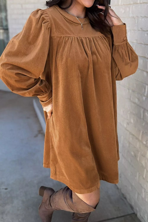 Hazel Blues® |  Corduroy Puff Sleeve Mini Dress