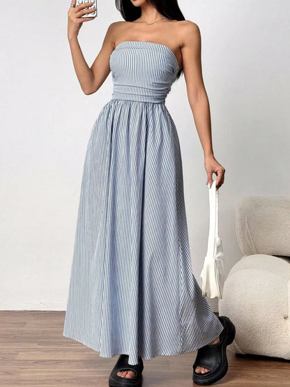 Hazel Blues® |  Striped Strapless Casual Maxi Dress