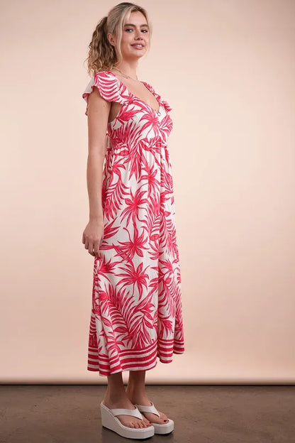 Hazel Blues® |  VERY J Tropical Printed Midi Summer Boho Dress