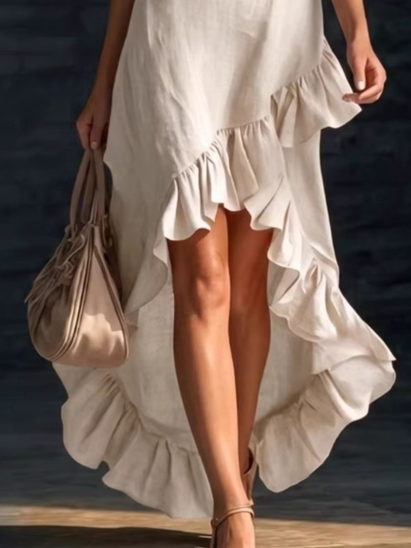 Hazel Blues® |  Sleeveless V-Neck Ruffle Hem High-Low Dress