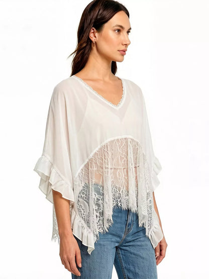 Hazel Blues® | Lace Trim Flowy Cover-Up