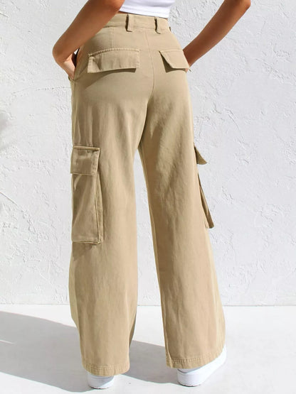 Hazel Blues® |  High-Waisted Wide Leg Cargo Jeans