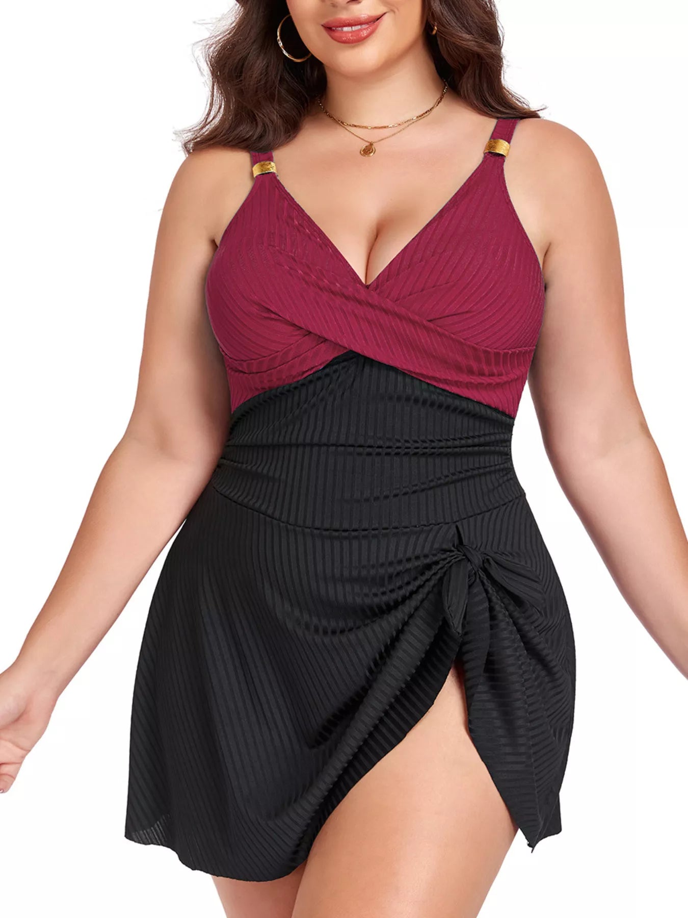 Hazel Blues® | Ruched One-Piece Swim Dress