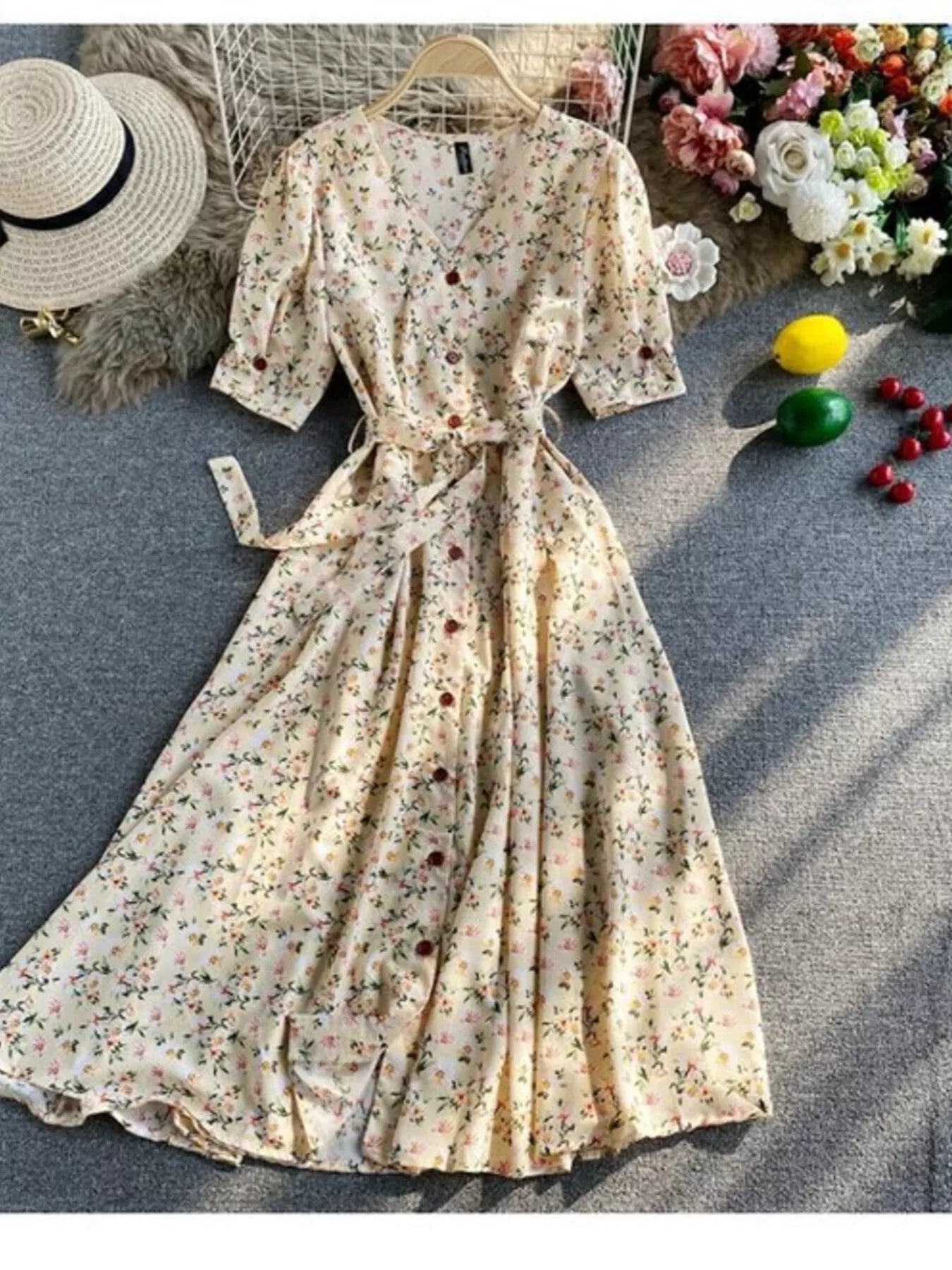 Hazel Blues® |  Floral Print V-Neck Midi Dress