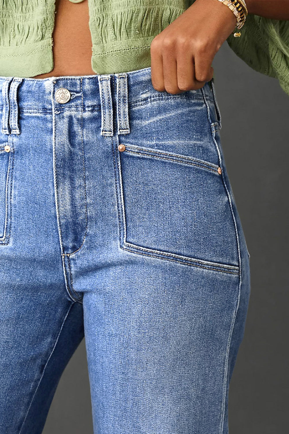 Hazel Blues® |  Dusk Blue Loose Straight Leg Cropped High Waist Jeans