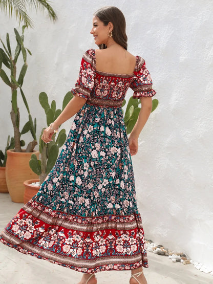 Hazel Blues® |  Floral Flounce Sleeve Midi Dress