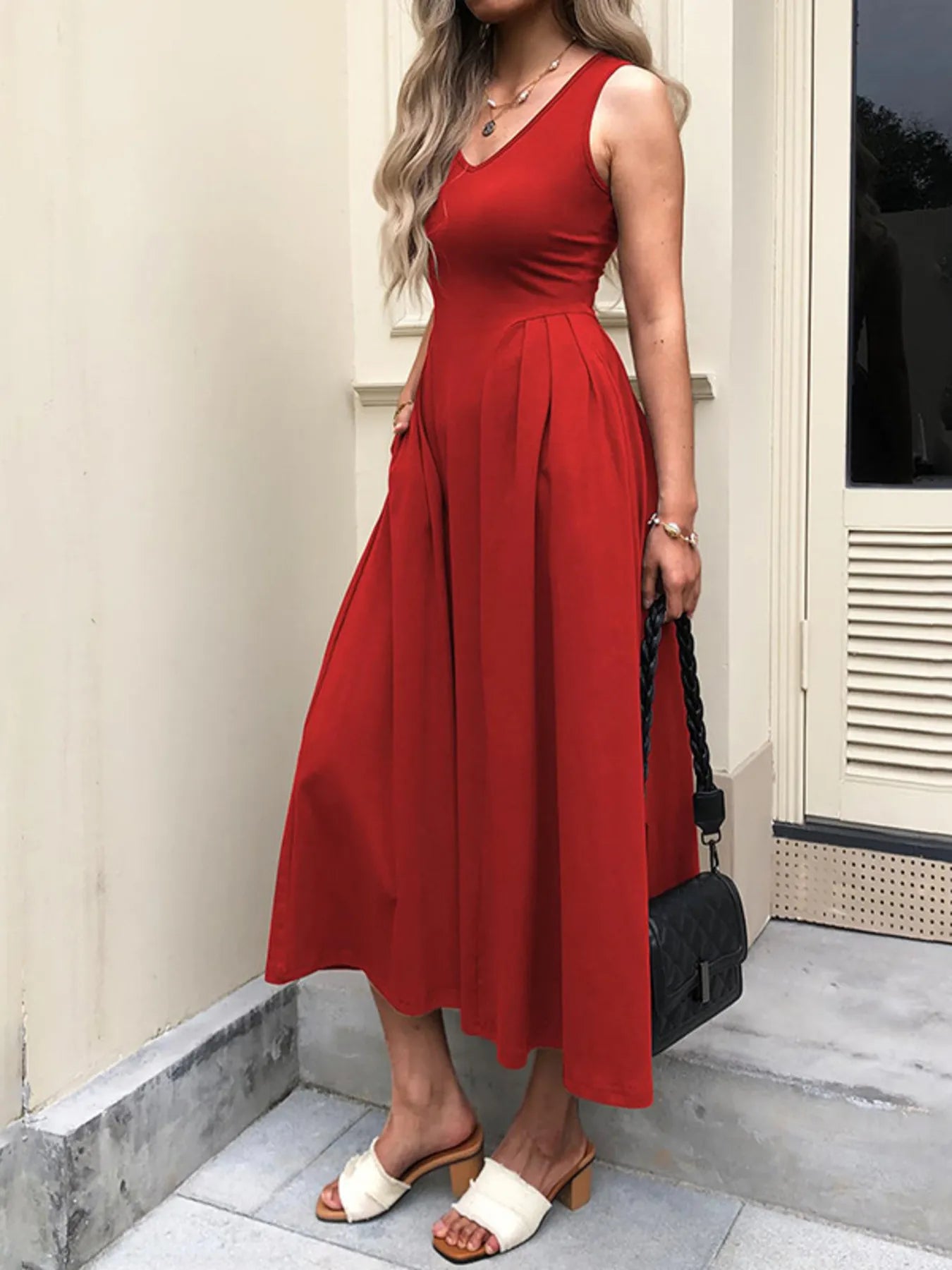 Hazel Blues® |  V-Neck Midi Tank Dress