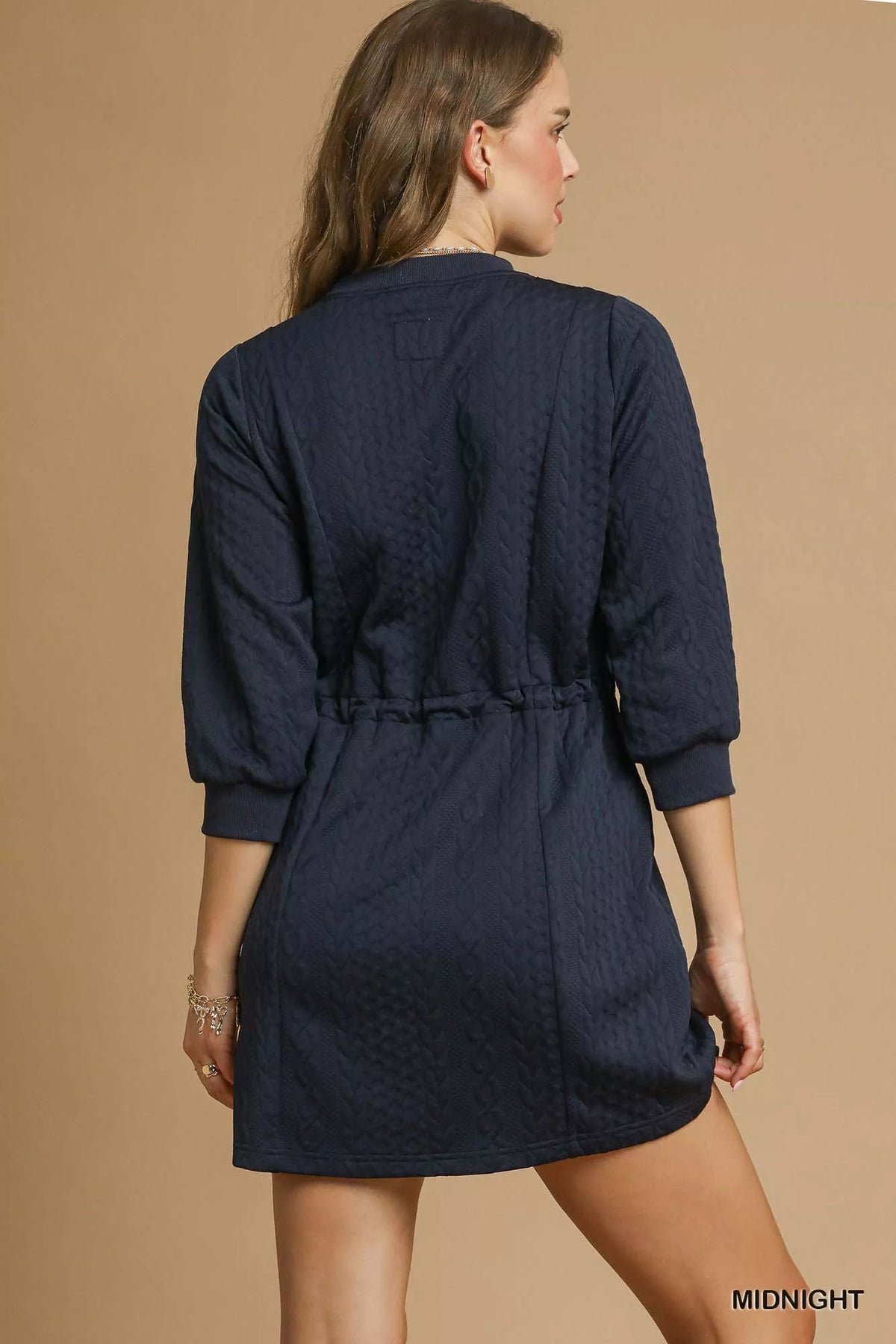 Hazel Blues® |  Umgee Drawstring Cable Knit Mini Dress with Pockets