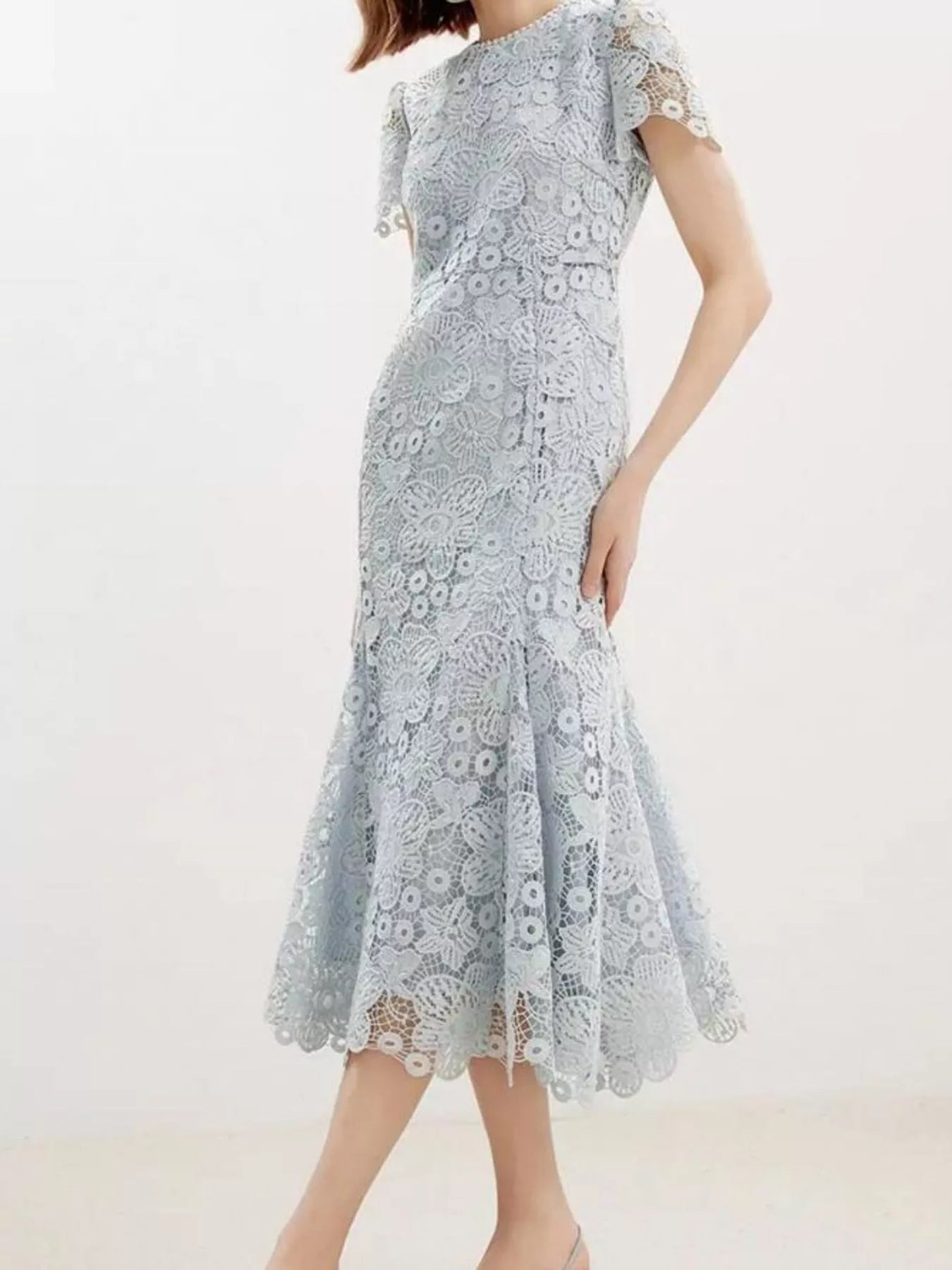 Hazel Blues® |  Lace Short Sleeve Mermaid Dress