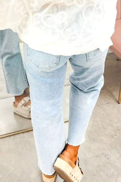 Hazel Blues® |  Star-Embellished Cropped Jeans