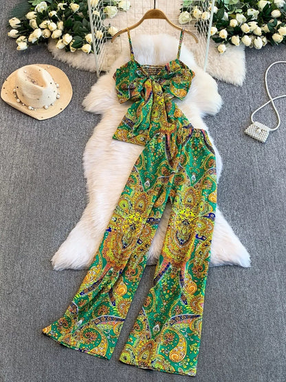 Hazel Blues® |  Printed Cami and Wide Leg Pants Set