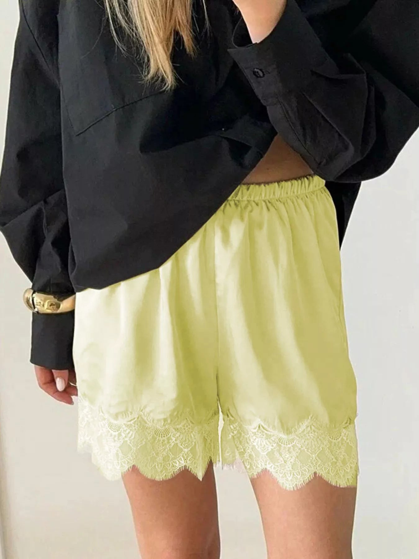 Hazel Blues® |  Lace Trim Elastic Waist Shorts