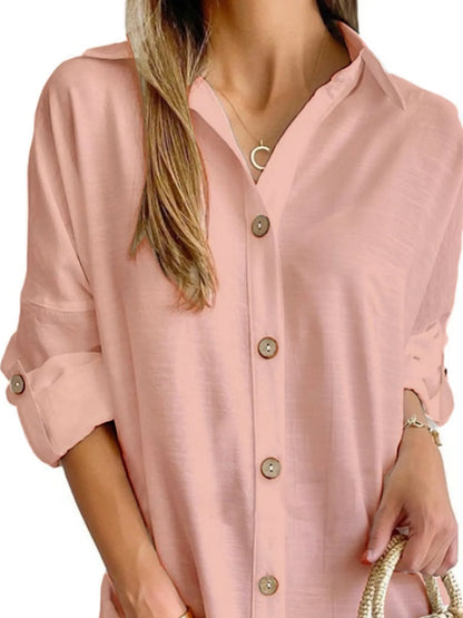 Hazel Blues® |  Button Down Long Sleeve Shirt Dress