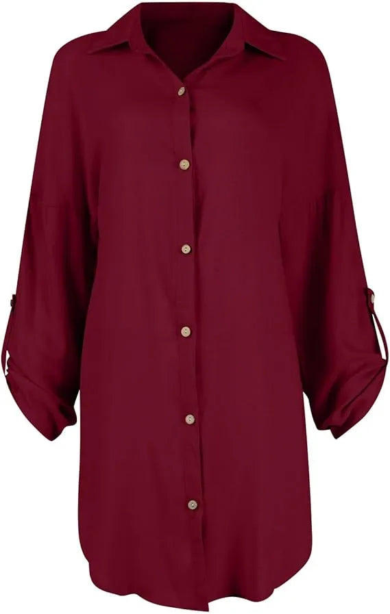 Hazel Blues® |  Button Down Long Sleeve Shirt Dress